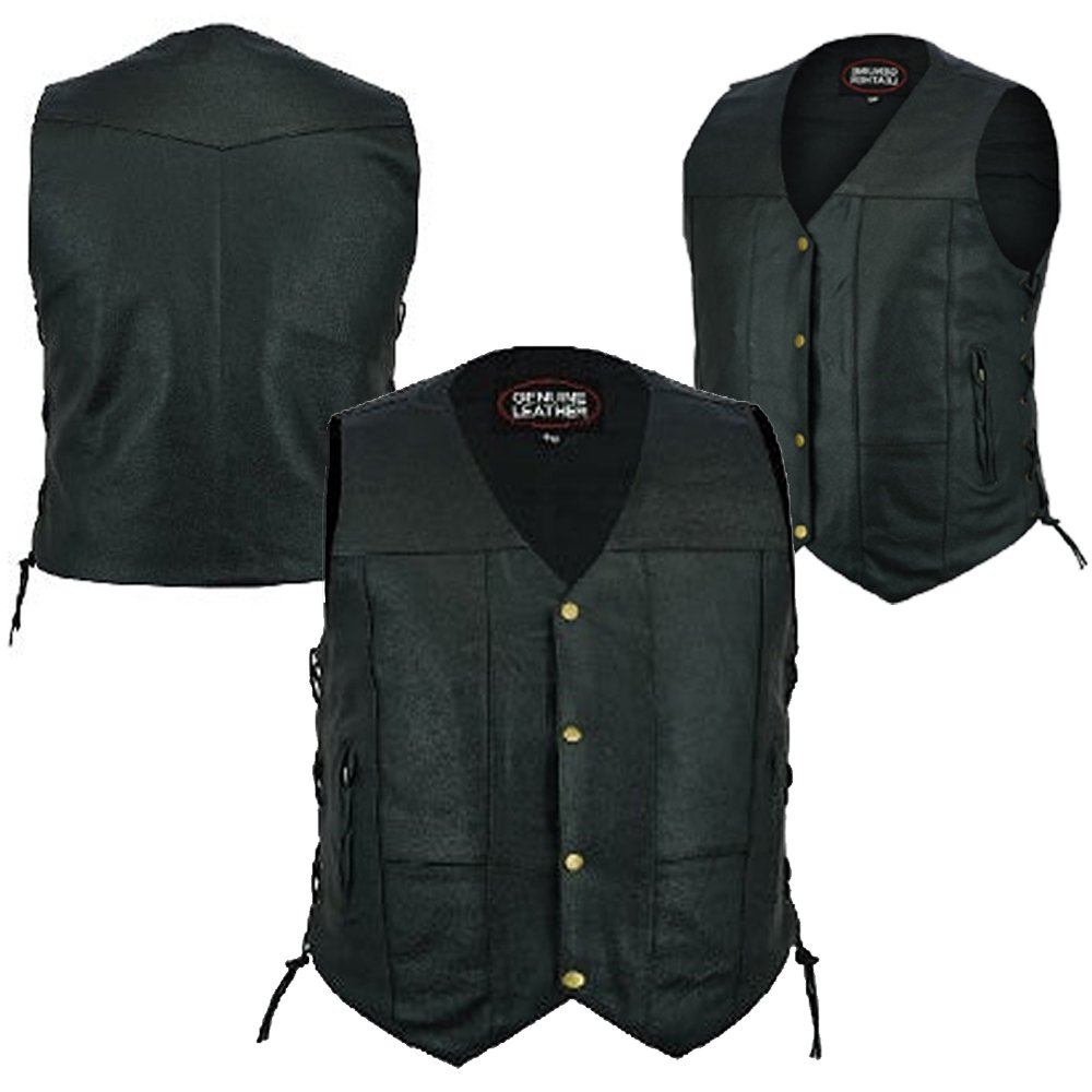 GILET MOTO EN CUIR VÉRITABLE EM10368
