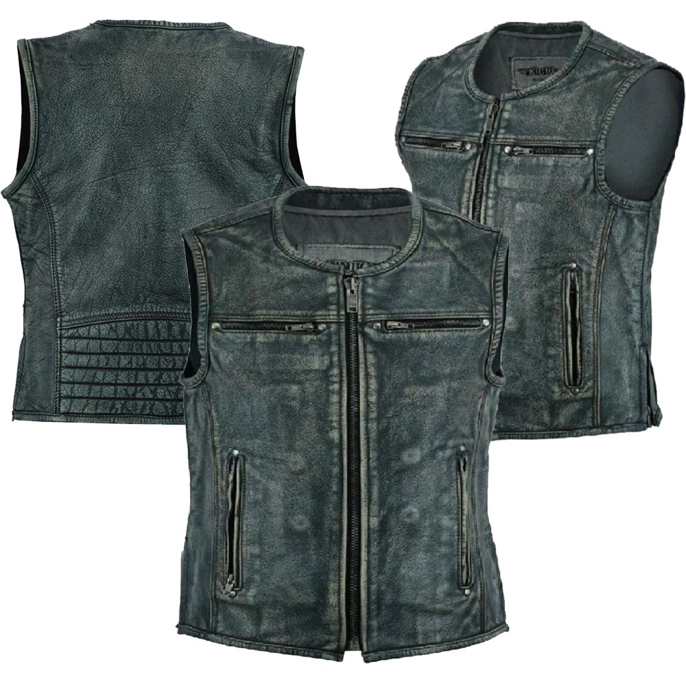 GILET DE MOTO EN CUIR VÉRITABLE (EM10382)