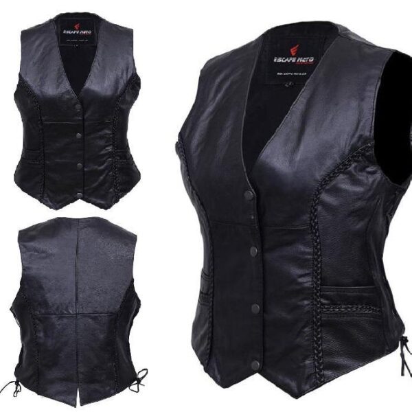 GENUINE LEATHER VEST FOR WOMEN(EM10392) - Escape Moto Gears