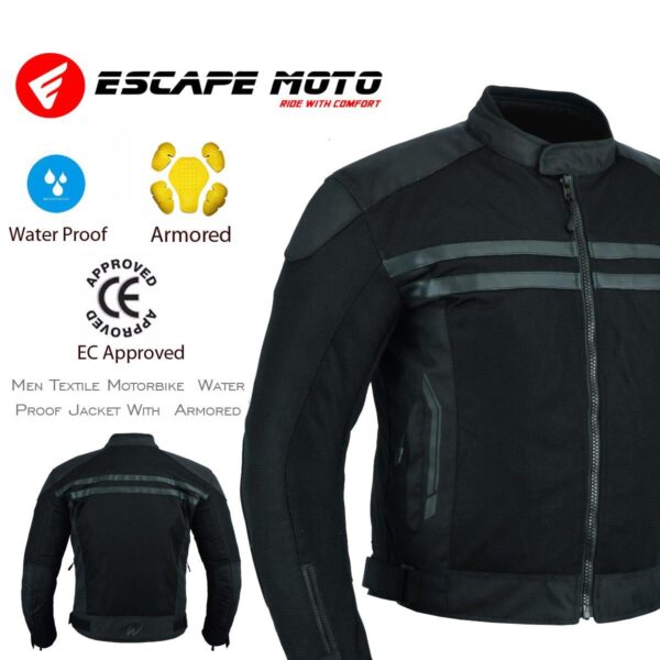 Motorbike Men Black Mesh summer Jacket (EM10354) - Escape Moto Gears