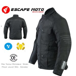 Black Mens Motorbike Textile Jacket (EM10357) - Escape Moto Gears