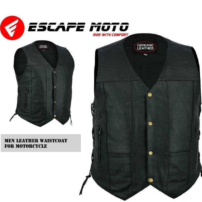 MOTORCYCLE GENUINE LEATHER VEST EM10368 - Escape Moto Gears