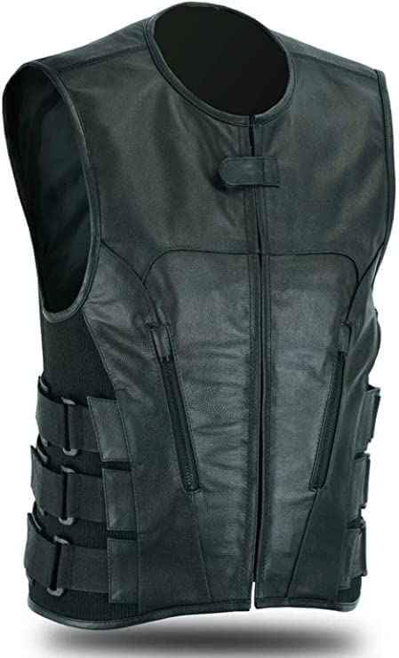 Highway Swat Leather Men Club Team Style Vest - Escape Moto Gears