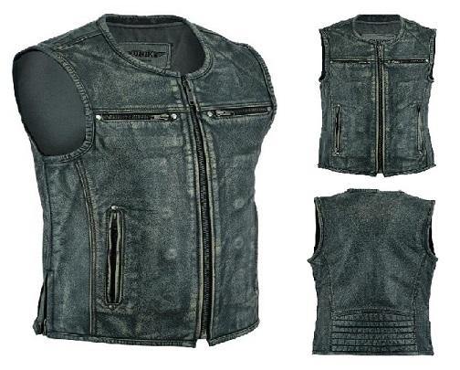 GENUINE LEATHER MOTORCYCLE VEST (EM10382) - Escape Moto Gears