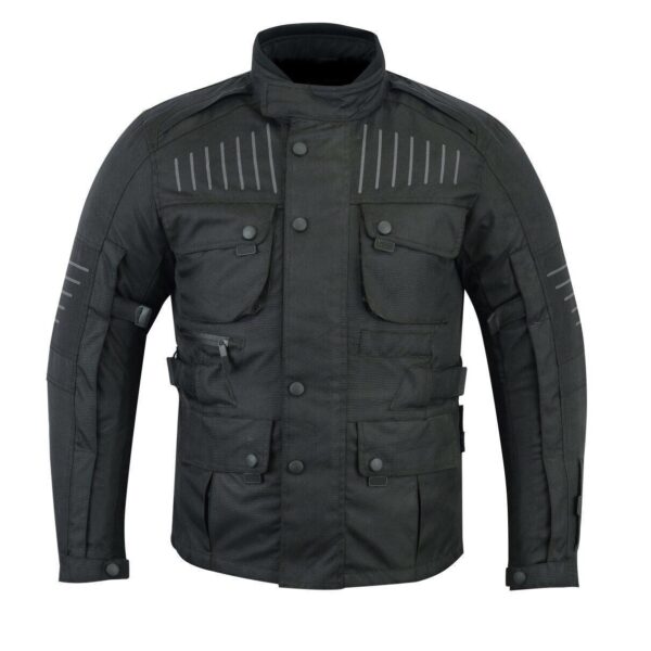 Black Mens Motorbike Textile Jacket (EM10357) - Escape Moto Gears