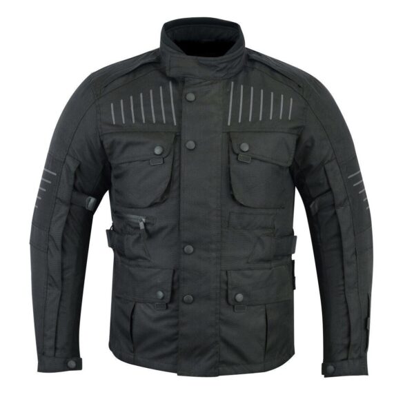 Black Mens Motorbike Textile Jacket (EM10357) - Escape Moto Gears