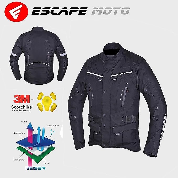 Escape Motorcycle Jacket for Women Touring with Textile Fabric for Motorbike Riding WATERPROOF I Removable Liner-All Season (4)