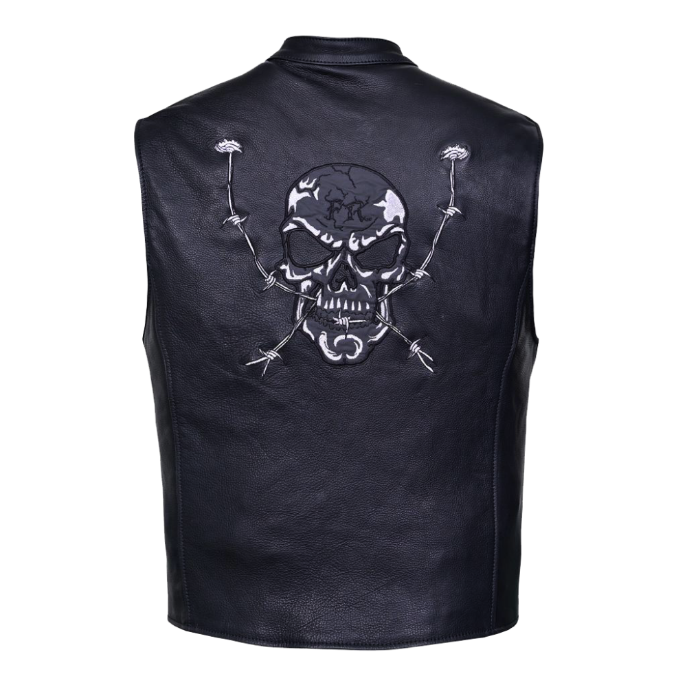 Riders Reflective Skull Leather vest (5)