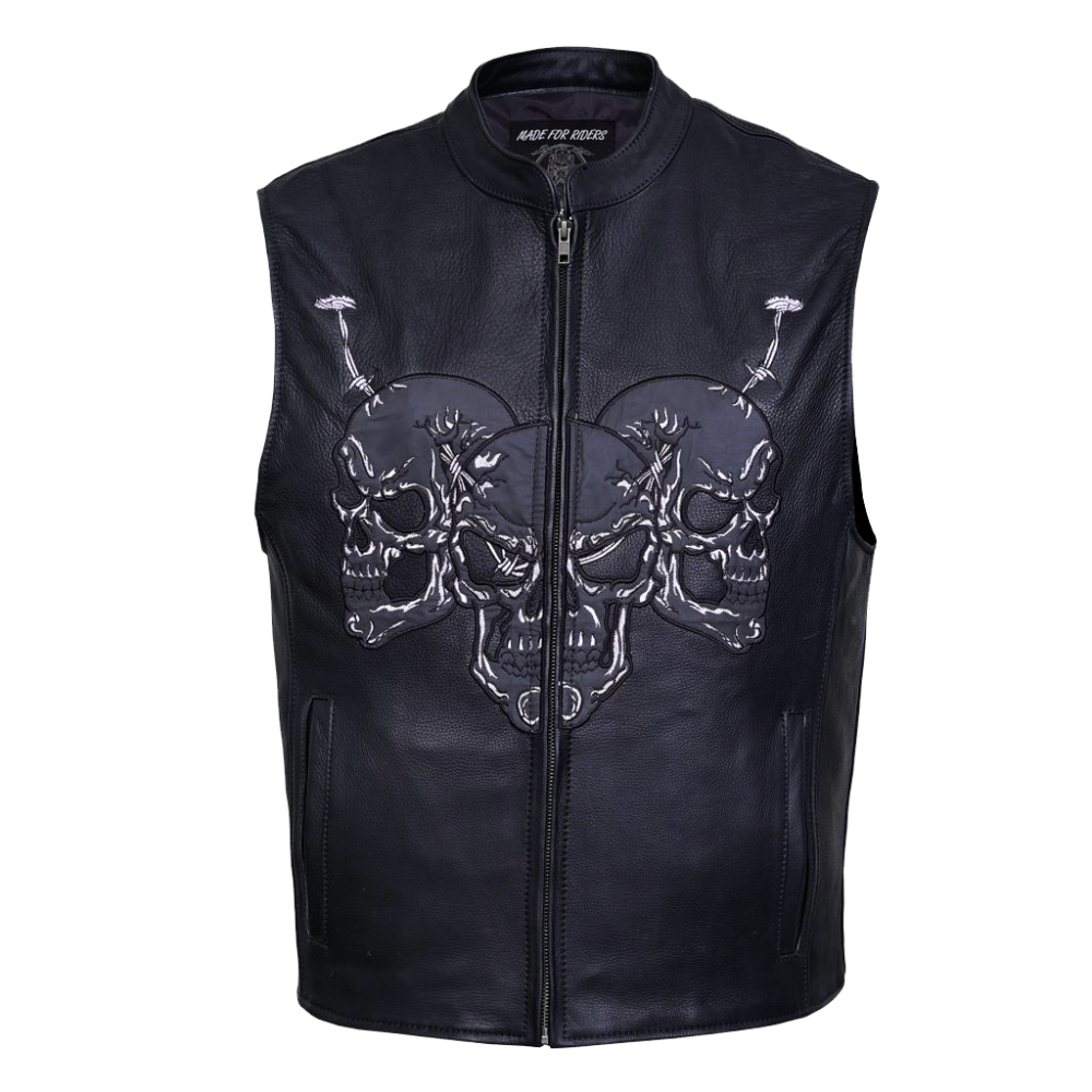Riders Reflective Skull Leather vest (6)
