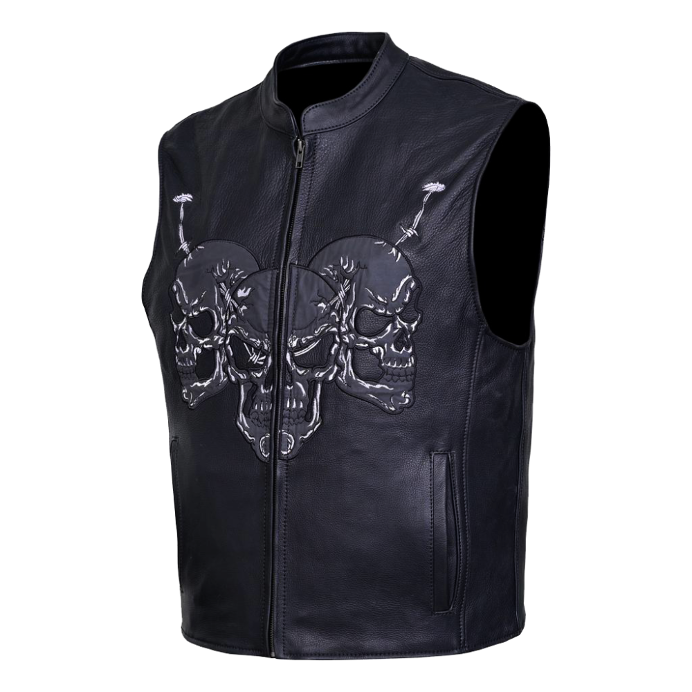 Riders Reflective Skull Leather vest (7)