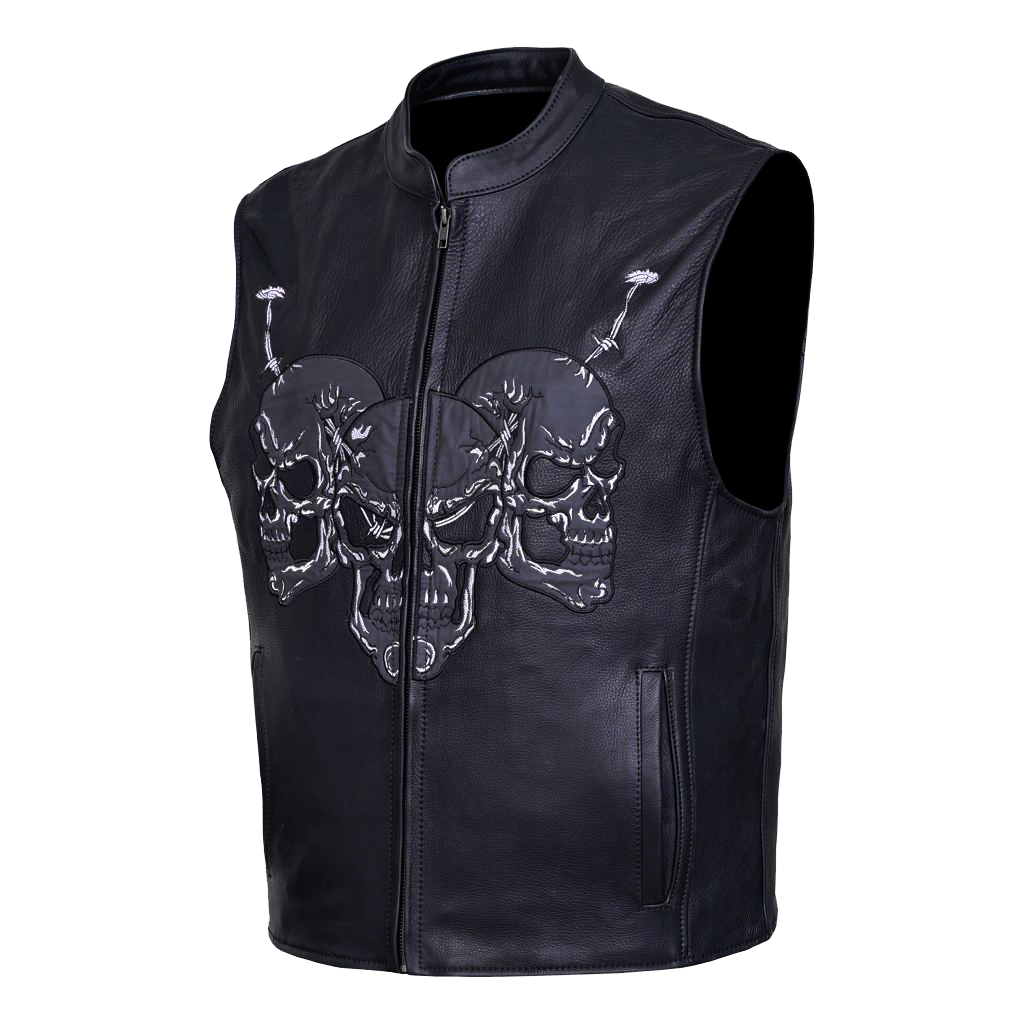 Riders Reflective Skull Leather vest (7)