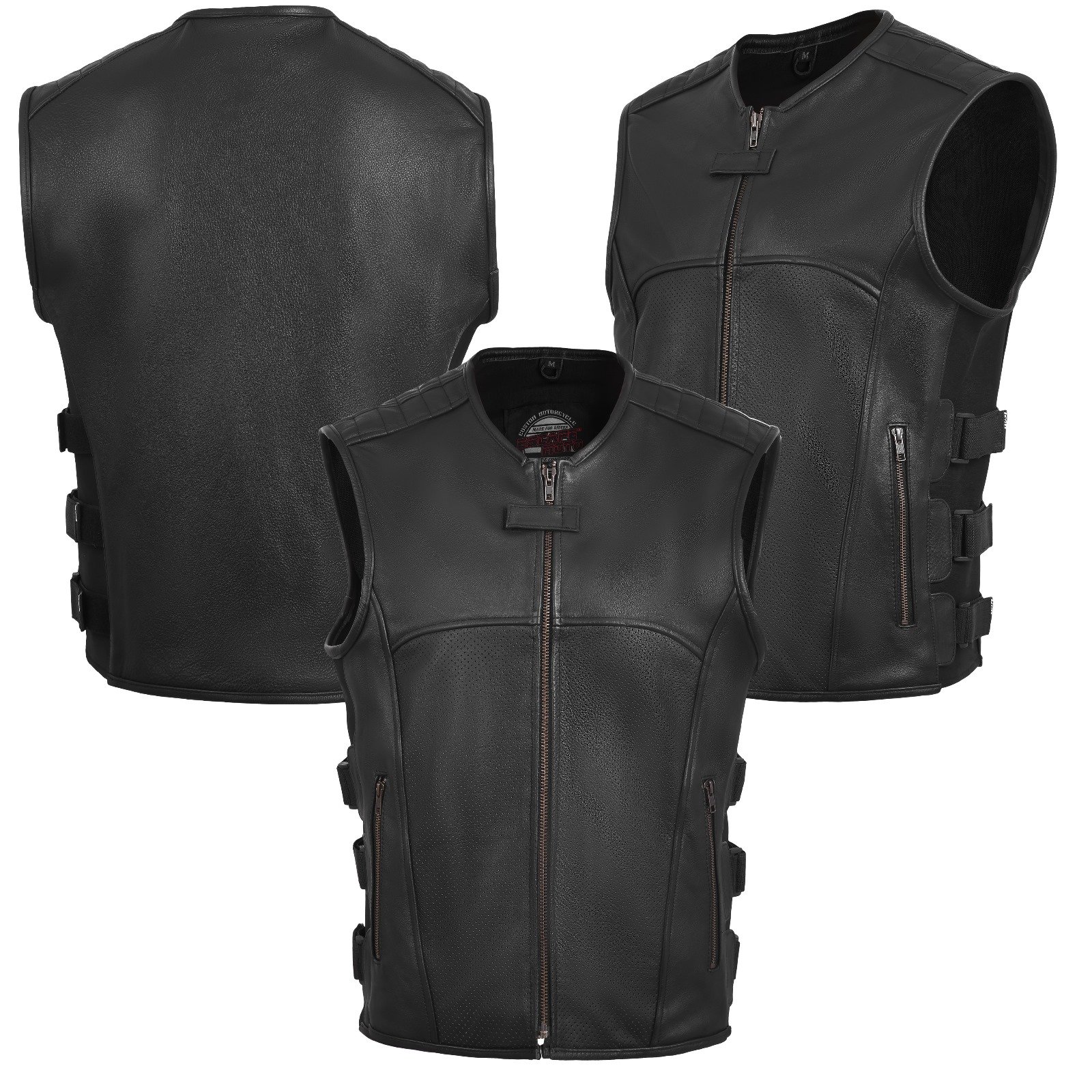 Gilet en cuir Swat pour hommes/gilet de moto en cuir véritable Swat